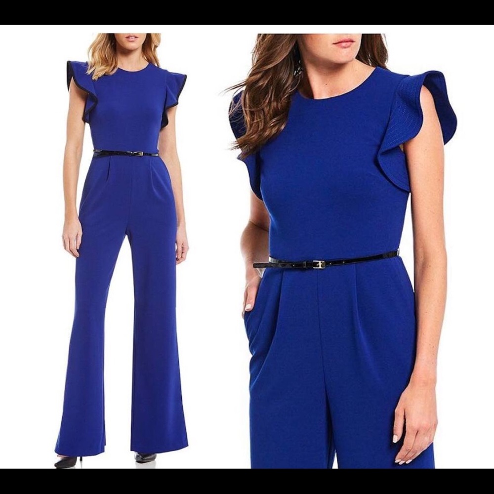 Calvin Klein flutter sleeve jumpsuit